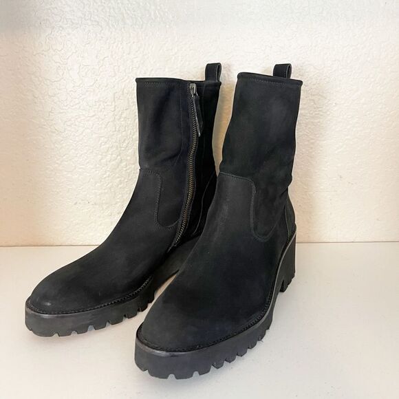 Paul Green Newbury black Suede Chelsea black platform combat Boots. US 9 - Picture 4 of 11